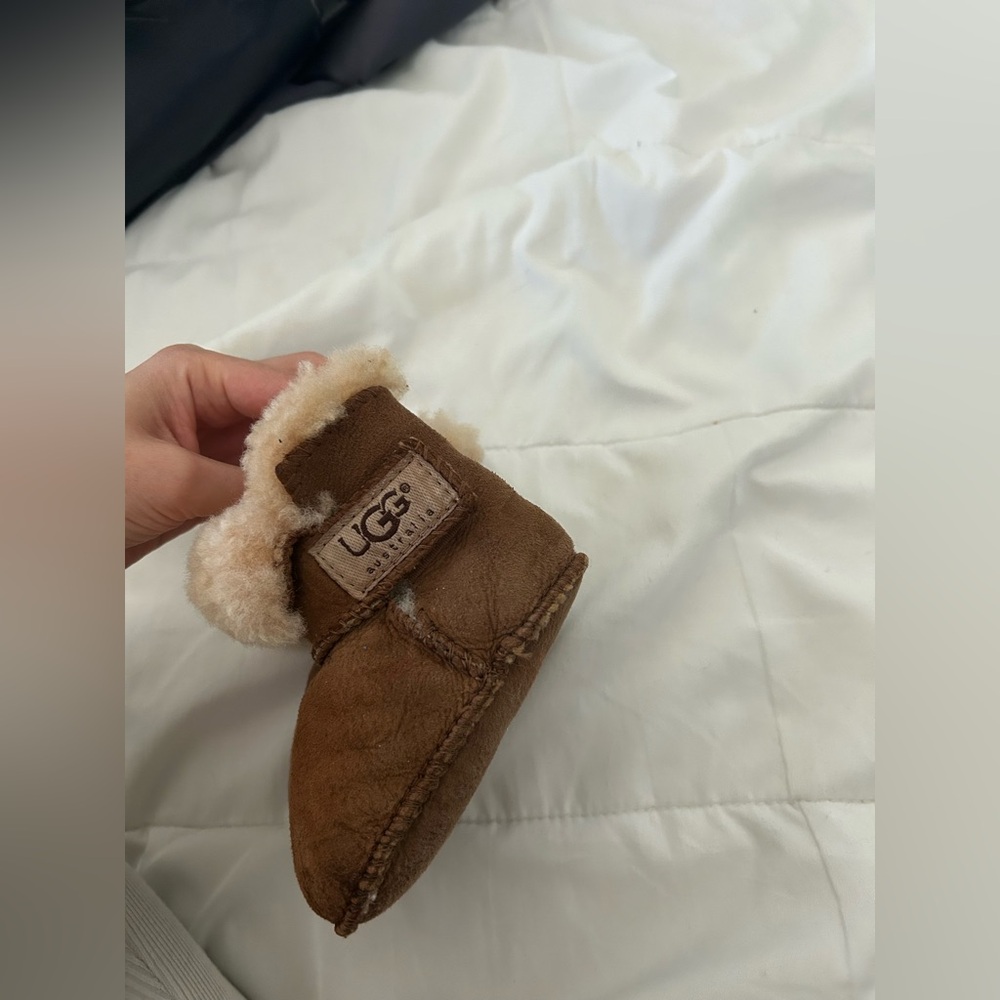 UGG Tan Baby Booties with Cream Fleece
